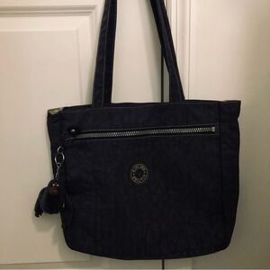 Kipling Denim Blue Tote Bag with Monkey Keychain